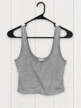 Heart Women's Gray Cropped Knit Gym Tank Top S